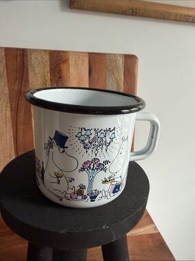 Moomin Character Muurla Enamel Camping Mug with Black Rim